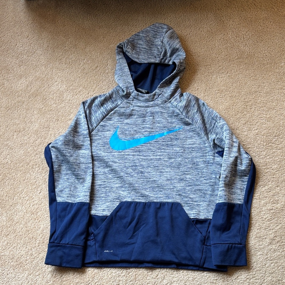 Nike Heather Gray and Navy Hoodie